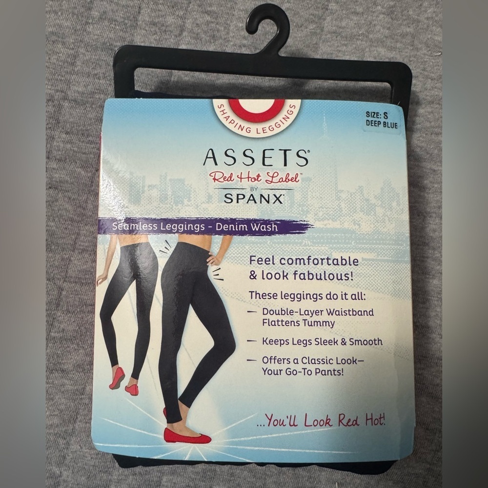 Assets by Spanx Seamless Shaping Leggings Denim Wash Deep Blue Size S